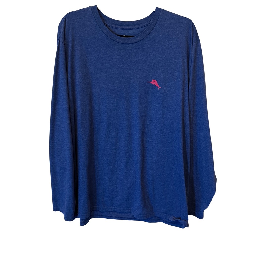 Tommy Bahama Mens XXL Blue Long‎ Sleeve Tee Red Rum Wine Graphic T-Shirt - Picture 3 of 9